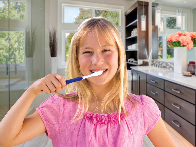 Girl Brushing Her Teeth